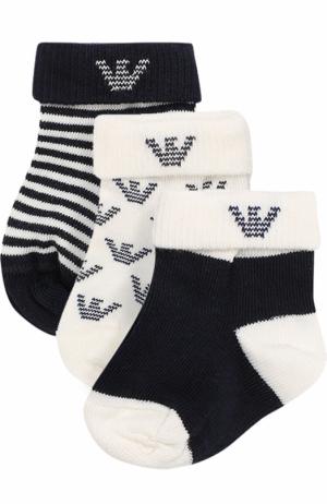 Комплект из трех пар носков Armani Junior. Цвет: темно-синий