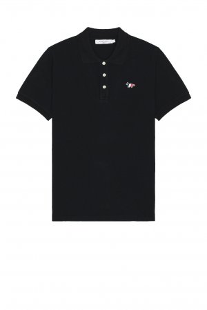Рубашка Maison Kitsune Tricolor Fox Patch Polo, черный Kitsuné
