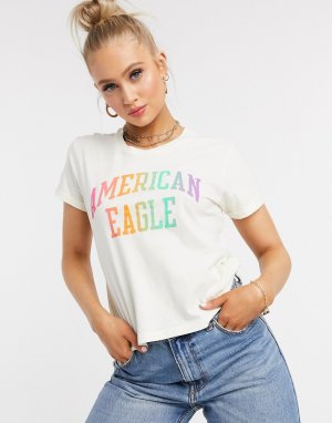 Белая футболка с короткими рукавами -Белый American Eagle