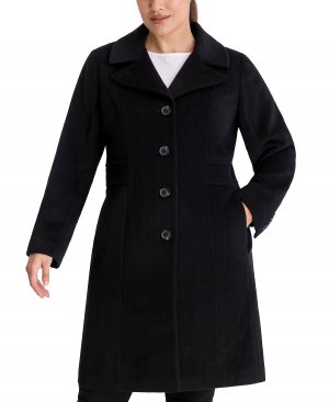 Женское однобортное пальто больших размеров , черный Anne Klein