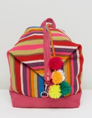 Рюкзак с помпоном Pitusa. Цвет: мульти