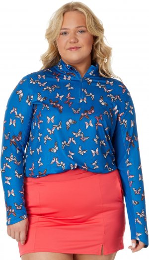 Солнцезащитный пуловер на молнии 1/4 с принтом бабочки , цвет Baleine Blue Callaway
