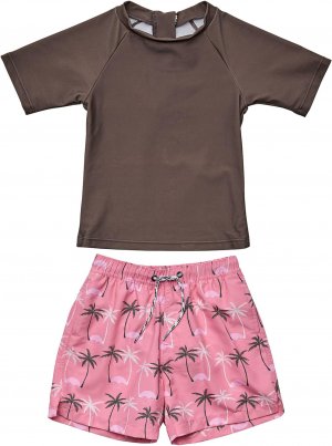 Экологичный комплект для плавания Palm Paradise с короткими рукавами (для младенцев/малышей) , розовый Snapper Rock