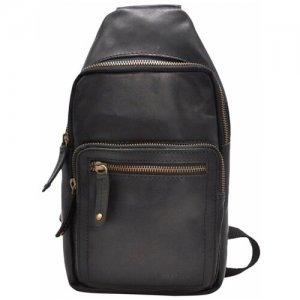 Рюкзак слинг , натуральная кожа, внутренний карман, регулируемый ремень, черный Marta Ponti. Цвет: черный