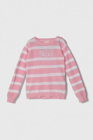 Детский хлопковый свитер, розовый Guess