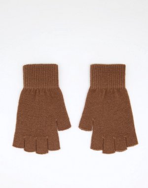 Шоколадно-коричневые перчатки без пальцев -Коричневый цвет ASOS DESIGN