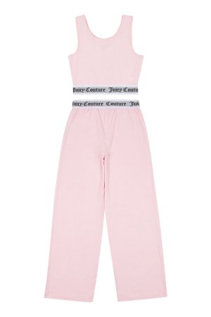 Розовый эластичный укороченный жилет и пижамный комплект с широкими штанинами , Juicy Couture