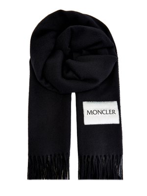 Однотонный шарф с эмблемой в технике жаккард MONCLER. Цвет: черный