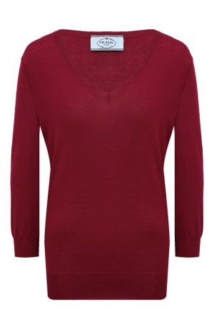 Шерстяной пуловер Prada. Цвет: бордовый