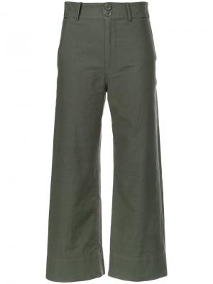 Укороченные широкие брюки Apiece Apart. Цвет: зеленый
