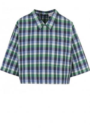 Блуза свободного кроя из смеси хлопка и шелка Thom Browne. Цвет: зеленый