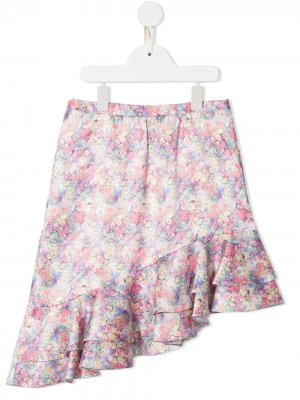 Асимметричная юбка с цветочным принтом MARCHESA NOTTE MINI. Цвет: разноцветный