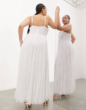 Свадебное платье цвета слоновой кости с корсетом и пышной юбкой ASOS EDITION Curve Esme