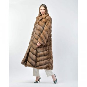 Пальто , соболь, силуэт трапеция, размер 44, коричневый Vinicio Pajaro. Цвет: коричневый