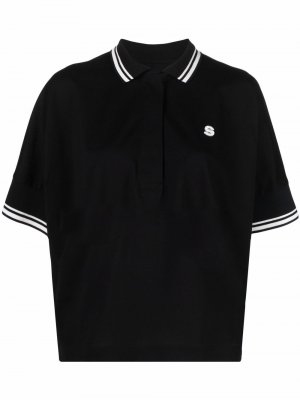 Logo-patch short-sleeved polo shirt sacai. Цвет: черный