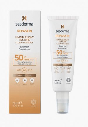 Крем солнцезащитный Sesderma сверхлегкий для лица SPF50 REPASKIN INVISIBLE LIGHT TEXTURE, 50 мл. Цвет: белый