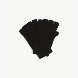 Кашемировые перчатки без пальцев в рубчик , черный Johnstons