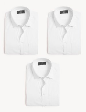 3 шт. рубашки стандартного кроя с короткими рукавами , белый Marks & Spencer