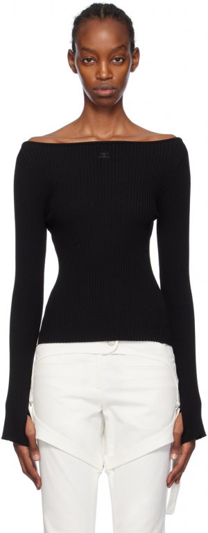 Черный свитер с низкой спинкой Courreges