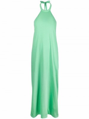 Платье с отделкой в рубчик и вырезом халтер Federica Tosi. Цвет: зеленый