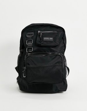 Черный нейлоновый рюкзак объемом 24 литра со съемными карманами и застежками -Черный цвет ASOS DESIGN