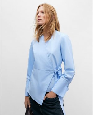 Женская двубортная рубашка из 100% хлопка с V-образным вырезом , светло-синий Adolfo Dominguez