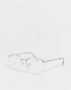 Круглые солнцезащитные очки в прозрачной оправе -Прозрачный Burton Menswear