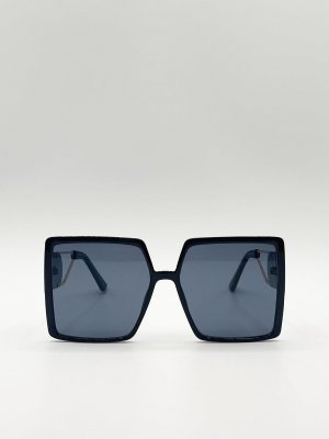 Массивные квадратные солнцезащитные очки с дужками, черный SVNX
