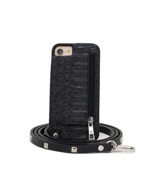Чехол для iPhone через плечо 6, 6S, 7, 8 или SE с бумажником на ремешке, черный Hera Cases