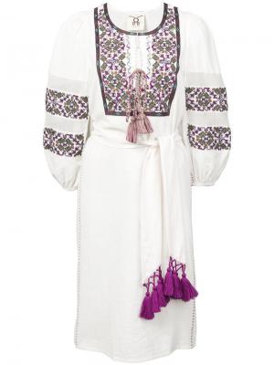 Укороченное платье Joni Figue. Цвет: белый