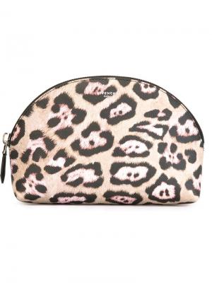 Косметичка с леопардовым принтом Givenchy. Цвет: коричневый