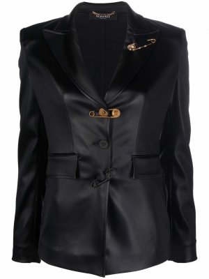Пиджак с декоративной булавкой Versace. Цвет: черный