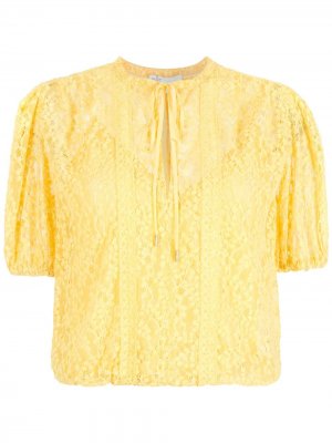 Кружевная блузка Nk. Цвет: желтый