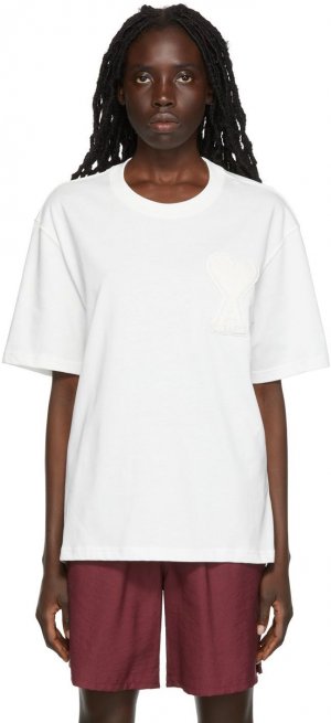 SSENSE Эксклюзивная белая хлопковая футболка AMI Alexandre Mattiussi