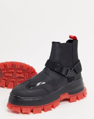 Черные ботинки челси на массивной подошве -Черный ASOS DESIGN