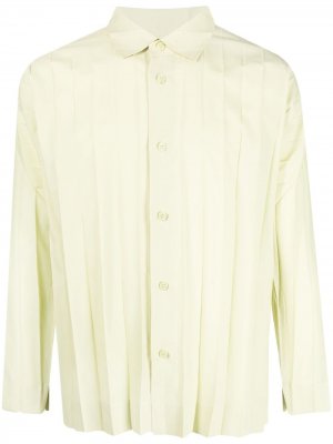 Плиссированная рубашка с длинными рукавами Issey Miyake. Цвет: зеленый