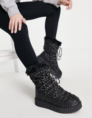 Черные зимние ботинки с подкладкой из искусственного меха -Черный Glamorous