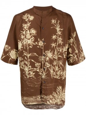 Рубашка с короткими рукавами и воротником-стойкой Salvatore Ferragamo. Цвет: коричневый
