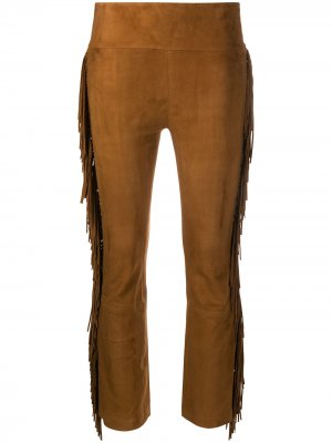 Укороченные брюки с бахромой Sprwmn. Цвет: коричневый