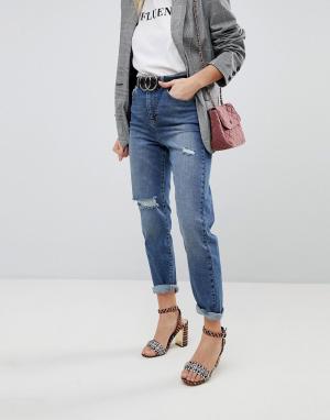 Рваные джинсы в винтажном стиле Miss Selfridge. Цвет: синий