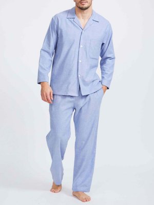 Хлопковый пижамный комплект с узором елочка, стаффордширский синий British Boxers