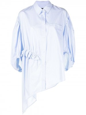 Полосатая рубашка асимметричного кроя Simone Rocha. Цвет: синий