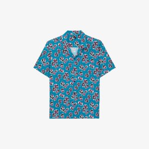 Тканая рубашка с графичным принтом и короткими рукавами , синий The Kooples
