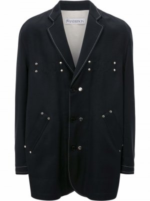 Однобортный пиджак с контрастной строчкой JW Anderson. Цвет: черный