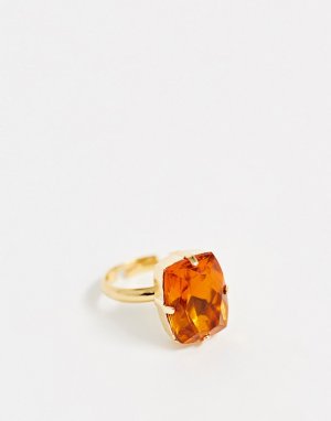 Кольцо с камнем -Золотой Krystal London