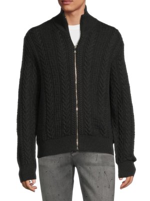 Шерстяной свитер на молнии косой вязки , цвет Medium Grey Versace
