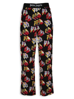 Прямые пижамные брюки с 3D-логотипом , цвет Black Red Palm Angels