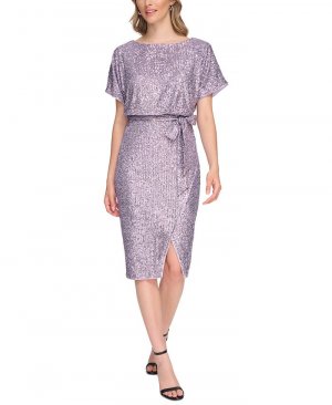 Женское платье-миди с короткими рукавами и блузкой пайетками kensie, фиолетовый Kensie