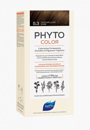 Краска для волос Phyto 5.3 ФИТОКОЛОР, светлый золотистый шатен, 50/50/12.. Цвет: коричневый