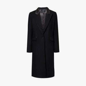 Однобортное пальто из смесовой шерсти с заклепками Ikks, черный IKKS